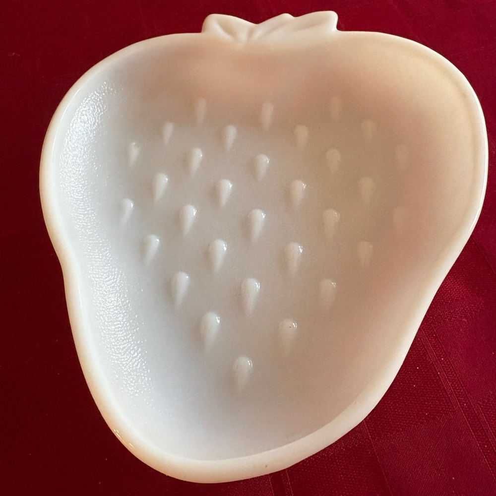 Milk Glass Strawberry-Shaped Dish